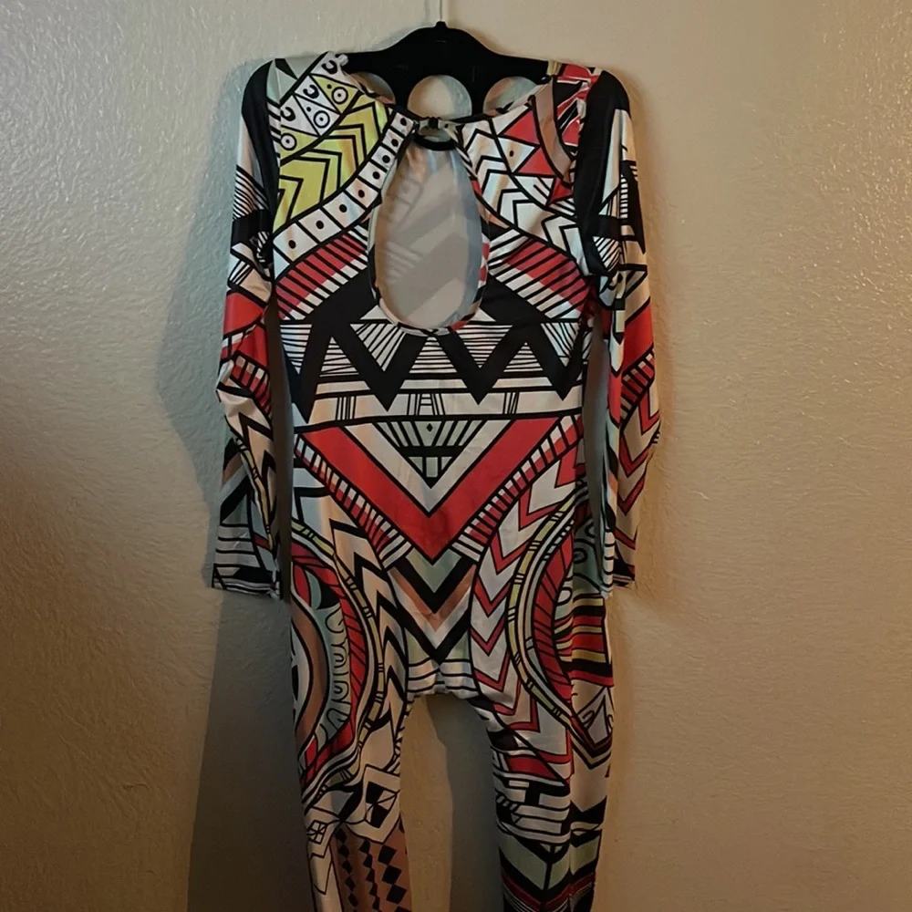 Multicolor Bodycon Bodysiut (polyester) 57”in length 14” accross (laidflat) - Picture 2 of 2